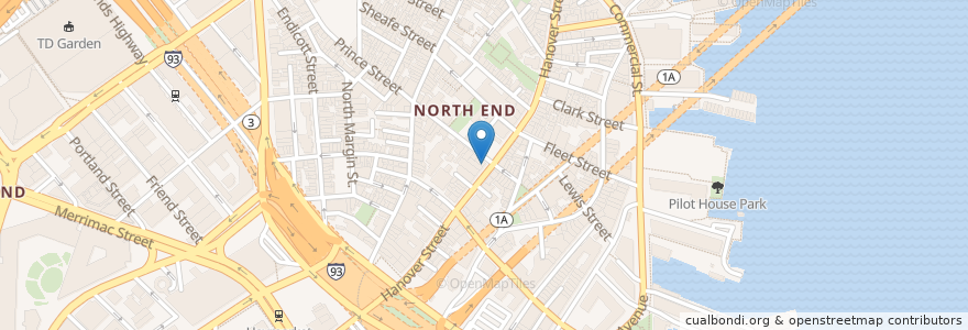 Mapa de ubicacion de Caffé dello Sport en United States, Massachusetts, Suffolk County, Boston.