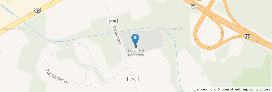 Mapa de ubicacion de Cedar Hill Cemetery en Vereinigte Staaten Von Amerika, New Jersey, Burlington County, Florence Township.