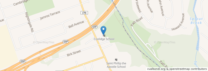 Mapa de ubicacion de Coolidge School en ایالات متحده آمریکا, نیوجرسی, Bergen County, Saddle Brook.
