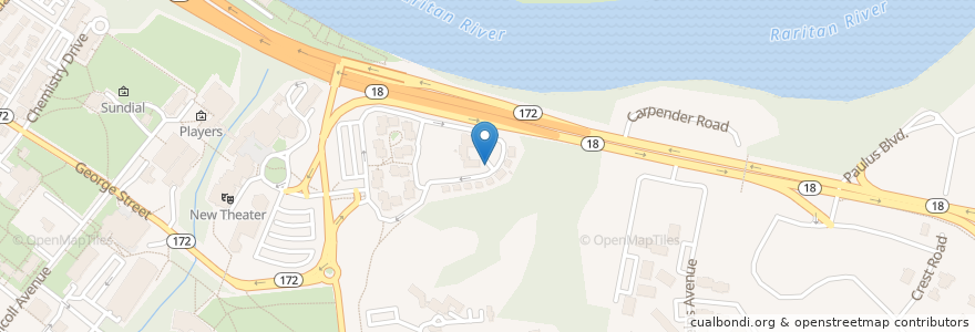 Mapa de ubicacion de Douglas College en United States, New Jersey, Middlesex County, New Brunswick.