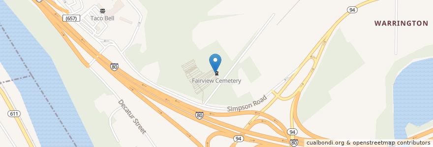 Mapa de ubicacion de Fairview Cemetery en Verenigde Staten, New Jersey, Warren County.