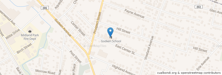 Mapa de ubicacion de Godwin School en United States, New Jersey, Bergen County, Midland Park.