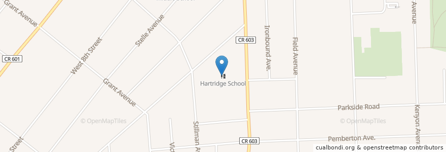 Mapa de ubicacion de Hartridge School en États-Unis D'Amérique, New Jersey, Union County, Plainfield.