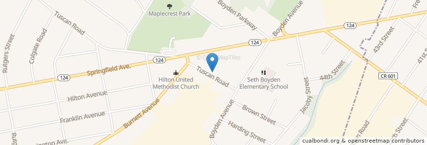 Mapa de ubicacion de Hollywood Cemetery en Amerika Birleşik Devletleri, New Jersey, Essex County, Maplewood.