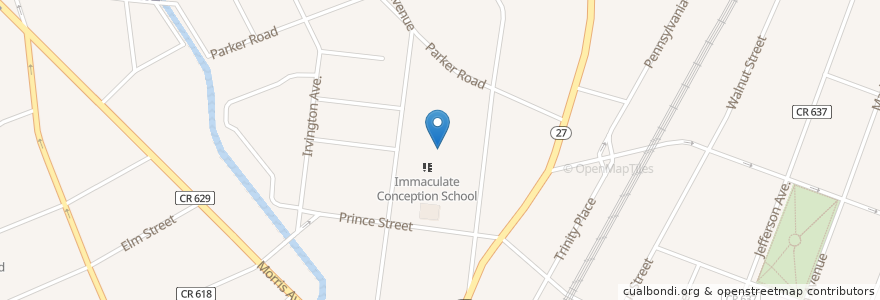 Mapa de ubicacion de Immaculate Conception Church en 美利坚合众国/美利堅合眾國, 新泽西州 / 新澤西州 / 紐澤西州, Union County, Elizabeth.