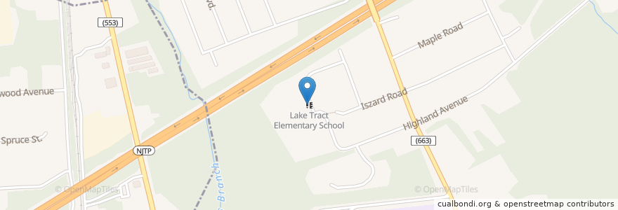 Mapa de ubicacion de Lake Tract Elementary School en アメリカ合衆国, ニュージャージー州, Gloucester County.