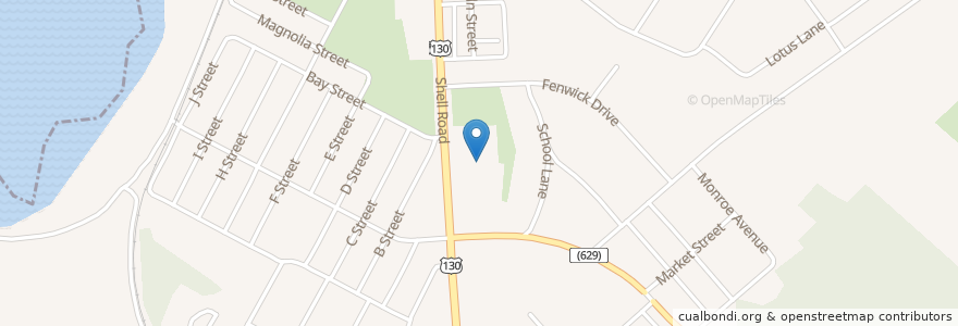 Mapa de ubicacion de Lafayette Pershing Elementary School en Amerika Syarikat, New Jersey, Salem County.