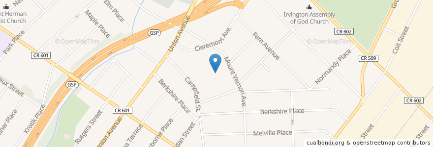 Mapa de ubicacion de Mount Vernon Avenue Elementary School en United States, New Jersey, Essex County, Irvington.