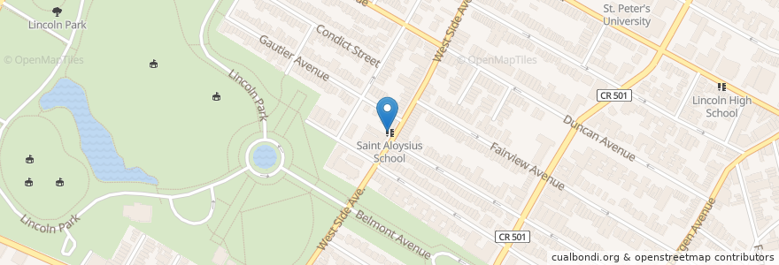 Mapa de ubicacion de Saint Aloysius School en Amerika Syarikat, New Jersey, Hudson County, Jersey City.
