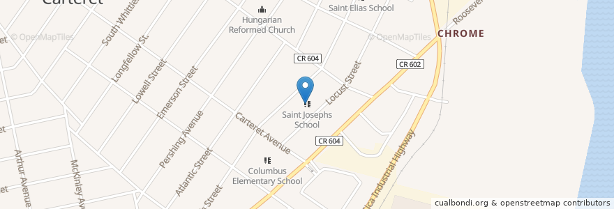 Mapa de ubicacion de Saint Josephs School en アメリカ合衆国, ニュージャージー州, Middlesex County, Carteret.