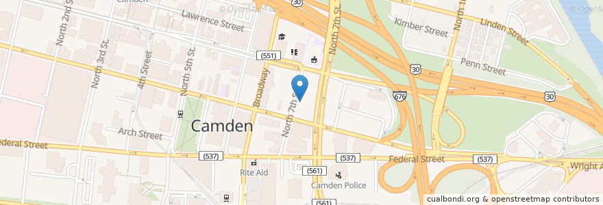 Mapa de ubicacion de Saint Marys School en United States, New Jersey, Camden County, Camden.