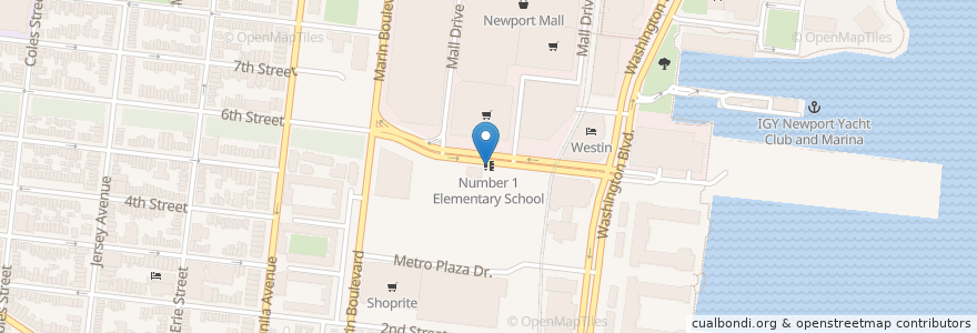 Mapa de ubicacion de Number 1 Elementary School en Соединённые Штаты Америки, Нью-Джерси, Hudson County, Jersey City.