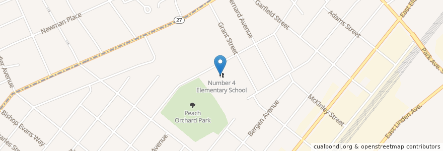 Mapa de ubicacion de Number 4 Elementary School en Vereinigte Staaten Von Amerika, New Jersey, Union County, Linden.