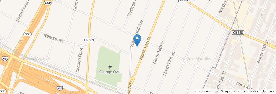 Mapa de ubicacion de Gordon Parks Academy Elementary School en 美利坚合众国/美利堅合眾國, 新泽西州 / 新澤西州 / 紐澤西州, Essex County, East Orange.