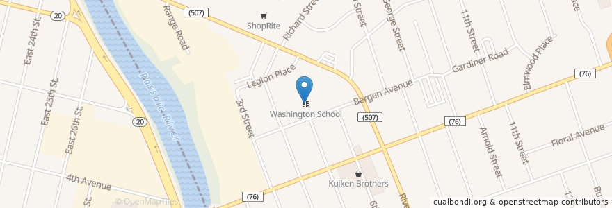 Mapa de ubicacion de Washington School en アメリカ合衆国, ニュージャージー州, Bergen County, Fair Lawn.