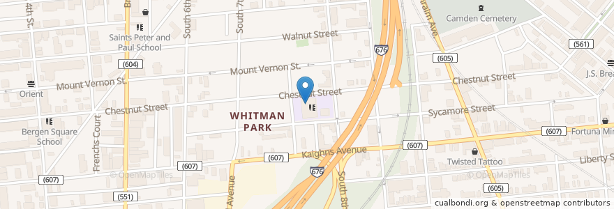 Mapa de ubicacion de J G Whittier Elementary School en Verenigde Staten, New Jersey, Camden County, Camden.