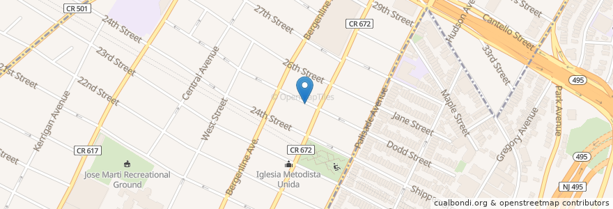 Mapa de ubicacion de Yeshiva School en États-Unis D'Amérique, New Jersey, Hudson County, Union City.