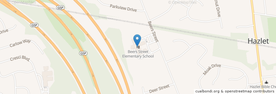 Mapa de ubicacion de Beers Street Elementary School en 美利坚合众国/美利堅合眾國, 新泽西州 / 新澤西州 / 紐澤西州, Monmouth County, Hazlet Township.