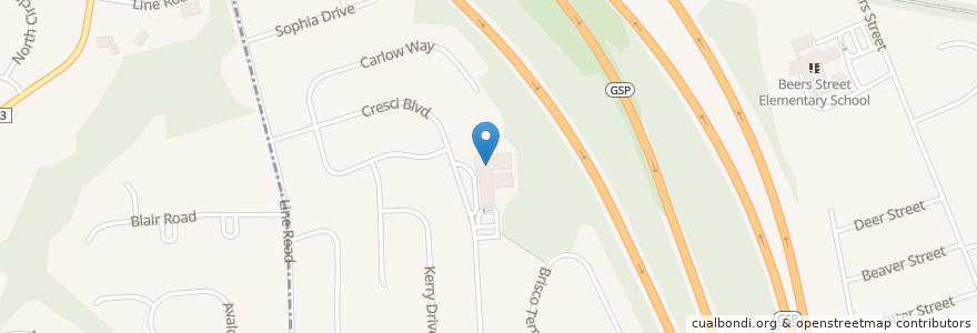 Mapa de ubicacion de Raritan Valley Elementary School en 미국, 뉴저지, Monmouth County, Hazlet Township.