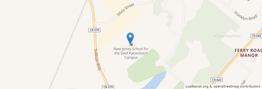 Mapa de ubicacion de New Jersey School for the Deaf Katzenbach Campus en United States, New Jersey, Mercer County, Ewing Township.