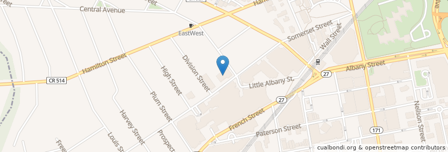 Mapa de ubicacion de Saint Peter the Apostle Elementary School en アメリカ合衆国, ニュージャージー州, Middlesex County, New Brunswick.