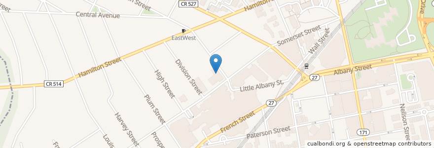 Mapa de ubicacion de Saint Peters High School en Estados Unidos Da América, Nova Jérsei, Middlesex County, New Brunswick.