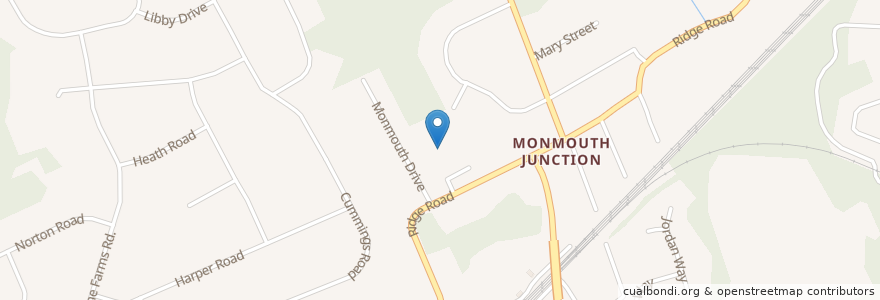 Mapa de ubicacion de Monmouth Junction Elementary School en الولايات المتّحدة الأمريكيّة, نيو جيرسي, Middlesex County, South Brunswick.