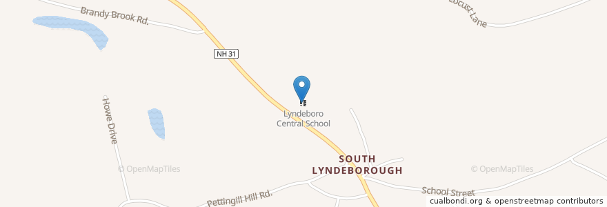Mapa de ubicacion de Lyndeboro Central School en アメリカ合衆国, ニューハンプシャー州, Hillsborough County, Lyndeborough.