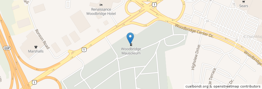 Mapa de ubicacion de Woodbridge Mausoleum en الولايات المتّحدة الأمريكيّة, نيو جيرسي, Middlesex County, Woodbridge Township.