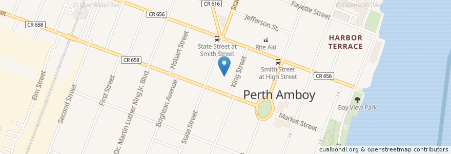 Mapa de ubicacion de Perth Amboy Seventh Day Adventist Church en 미국, 뉴저지, Middlesex County, Perth Amboy.
