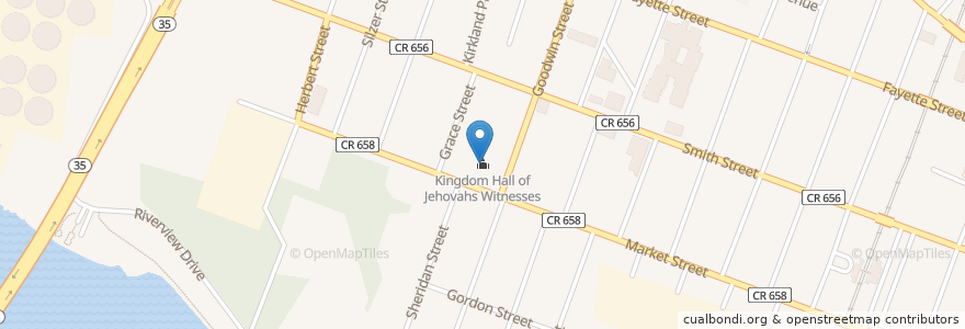 Mapa de ubicacion de Kingdom Hall of Jehovahs Witnesses en Estados Unidos De América, Nueva Jersey, Middlesex County, Perth Amboy.