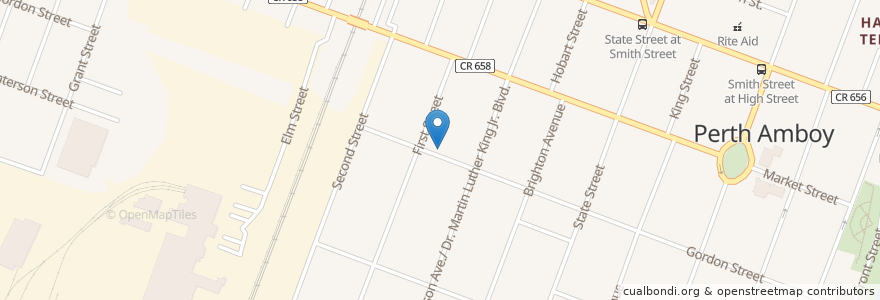 Mapa de ubicacion de Second Baptist Church en Estados Unidos Da América, Nova Jérsei, Middlesex County, Perth Amboy.
