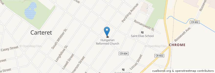 Mapa de ubicacion de Hungarian Reformed Church en États-Unis D'Amérique, New Jersey, Middlesex County, Carteret.
