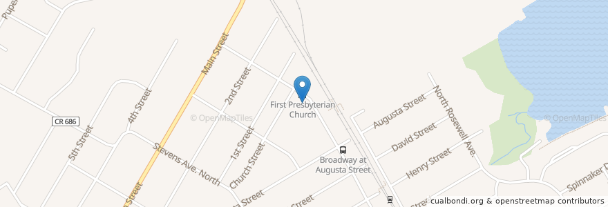 Mapa de ubicacion de First Presbyterian Church en 美利坚合众国/美利堅合眾國, 新泽西州 / 新澤西州 / 紐澤西州, Middlesex County, South Amboy.