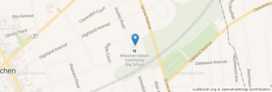 Mapa de ubicacion de Centenary United Methodist Church en 美利坚合众国/美利堅合眾國, 新泽西州 / 新澤西州 / 紐澤西州, Middlesex County, Edison, Metuchen.