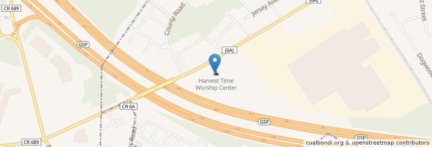 Mapa de ubicacion de Harvest Time Worship Center en Соединённые Штаты Америки, Нью-Джерси, Monmouth County, Aberdeen Township.