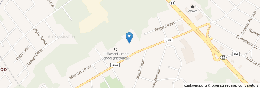 Mapa de ubicacion de Cliffwood Avenue Elementary School en United States, New Jersey, Monmouth County, Aberdeen Township.