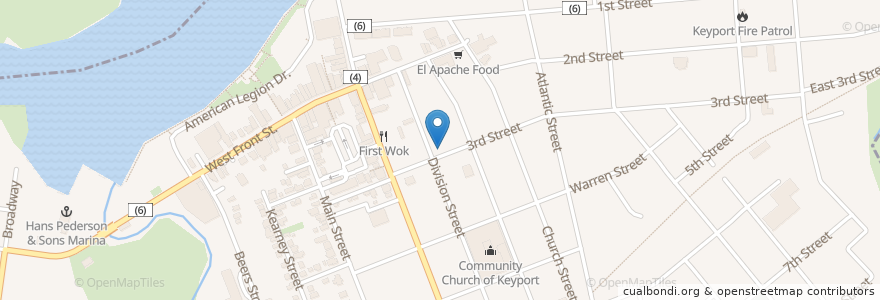 Mapa de ubicacion de Jehovahs Witnesses Bible Hall en Estados Unidos De América, Nueva Jersey, Monmouth County, Keyport.