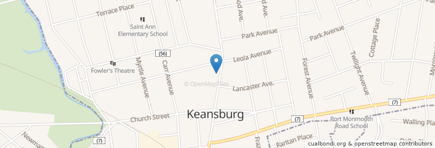 Mapa de ubicacion de First United Methodist Church en 미국, 뉴저지, Monmouth County, Keansburg.