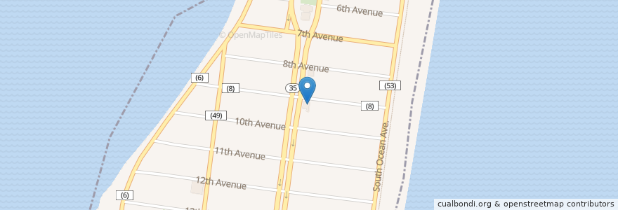 Mapa de ubicacion de Seaside Park Post Office en 美利坚合众国/美利堅合眾國, 新泽西州 / 新澤西州 / 紐澤西州, Ocean County, Berkeley Township, Seaside Park.