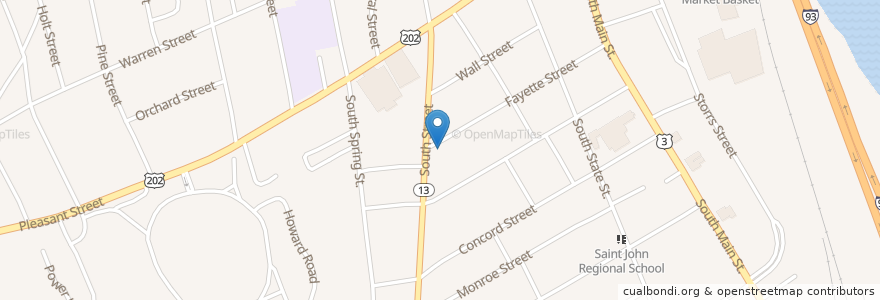 Mapa de ubicacion de United Baptist Church en ایالات متحده آمریکا, نیوهمپشر, Merrimack County, Concord.