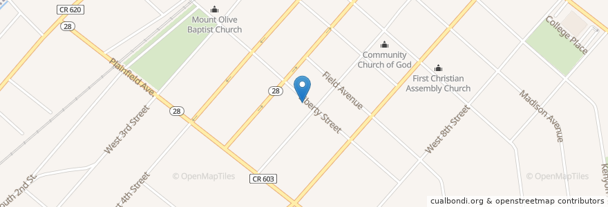 Mapa de ubicacion de Saint Mary's Roman Catholic Church en United States, New Jersey, Union County, Plainfield.