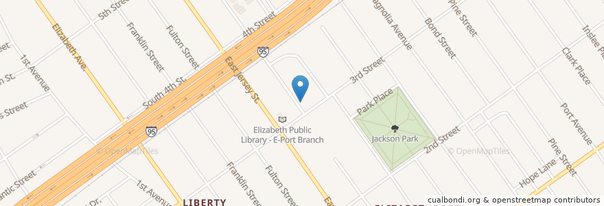Mapa de ubicacion de Elizabethport Station Elizabeth Post Office en الولايات المتّحدة الأمريكيّة, نيو جيرسي, Union County, Elizabeth.