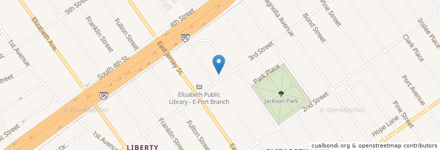 Mapa de ubicacion de Emanuel Pentecostal Church en アメリカ合衆国, ニュージャージー州, Union County, Elizabeth.