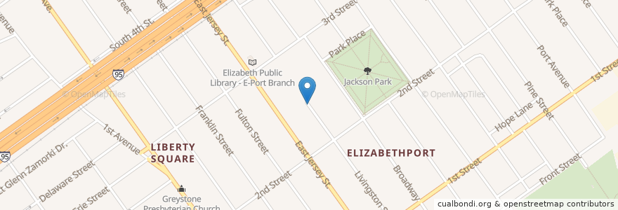 Mapa de ubicacion de Grace Episcopal Church en アメリカ合衆国, ニュージャージー州, Union County, Elizabeth.