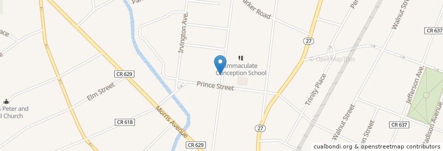 Mapa de ubicacion de First Baptist Church en 美利坚合众国/美利堅合眾國, 新泽西州 / 新澤西州 / 紐澤西州, Union County, Elizabeth.