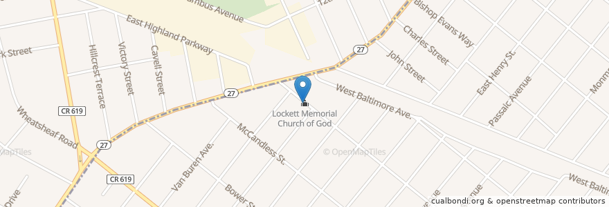 Mapa de ubicacion de Lockett Memorial Church of God en États-Unis D'Amérique, New Jersey, Union County, Roselle, Linden.