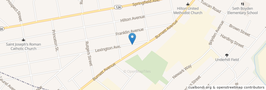 Mapa de ubicacion de First Maplewood Baptist Church en Stati Uniti D'America, New Jersey, Essex County, Maplewood.