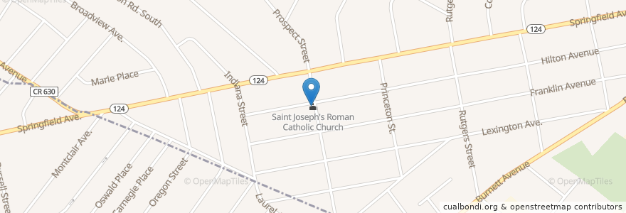 Mapa de ubicacion de Saint Joseph's Roman Catholic Church en Amerika Birleşik Devletleri, New Jersey, Essex County, Maplewood.