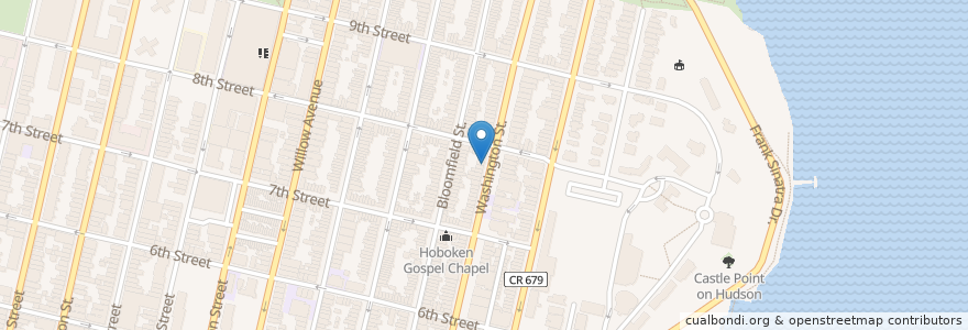 Mapa de ubicacion de Washington Street Station Hoboken Post Office en Verenigde Staten, New Jersey, Hudson County, Hoboken.
